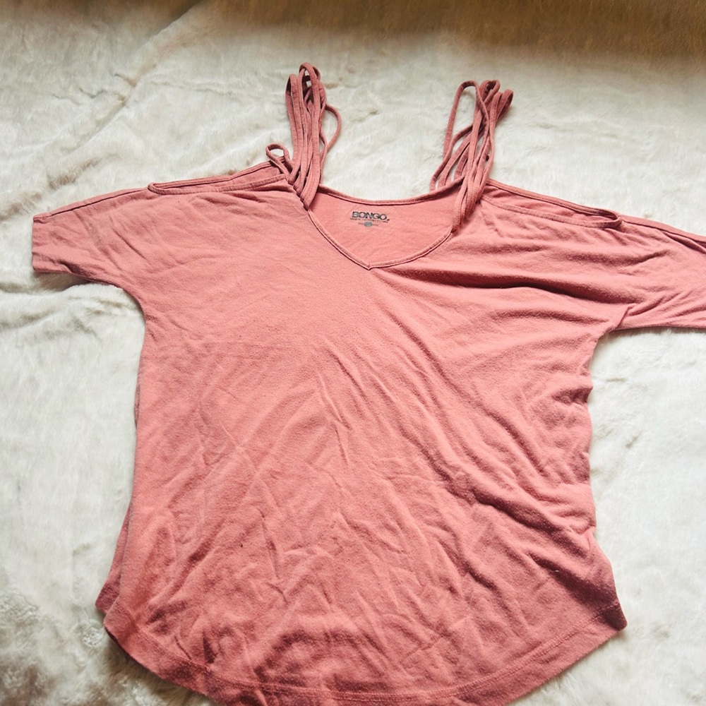 BONGO Asymmetrical Pink Short Sleeve Tee